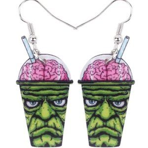 Zombie Brain Juice Acrylic Earrings Halloween